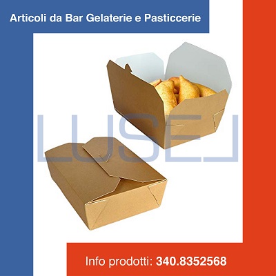 (a32) PZ 20 FOOD BOX AVANA IN CARTA 15,2X12X6,5H BIO CON COPERCHIO RICHIUDIBILE IDEALE PER L'ASPORTO